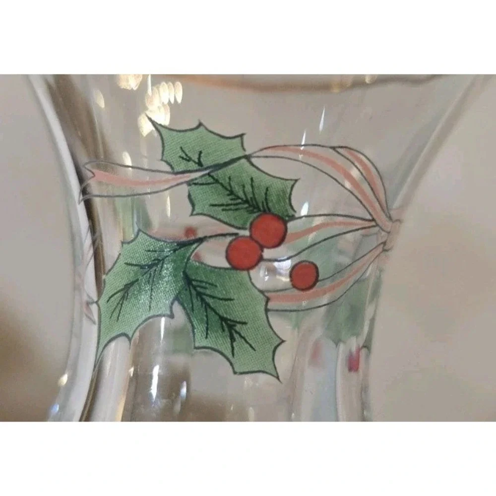 VTG Set 2 MIKASA Christmas Holly Ribbon Single Light Candlesticks‎ Cottagecore